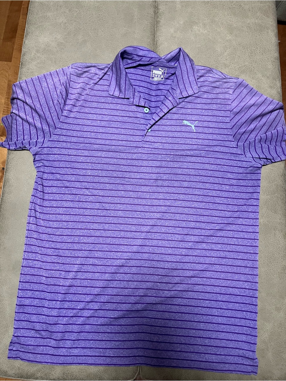 PUMA Men’s Purple Striped Polo Shirt size large